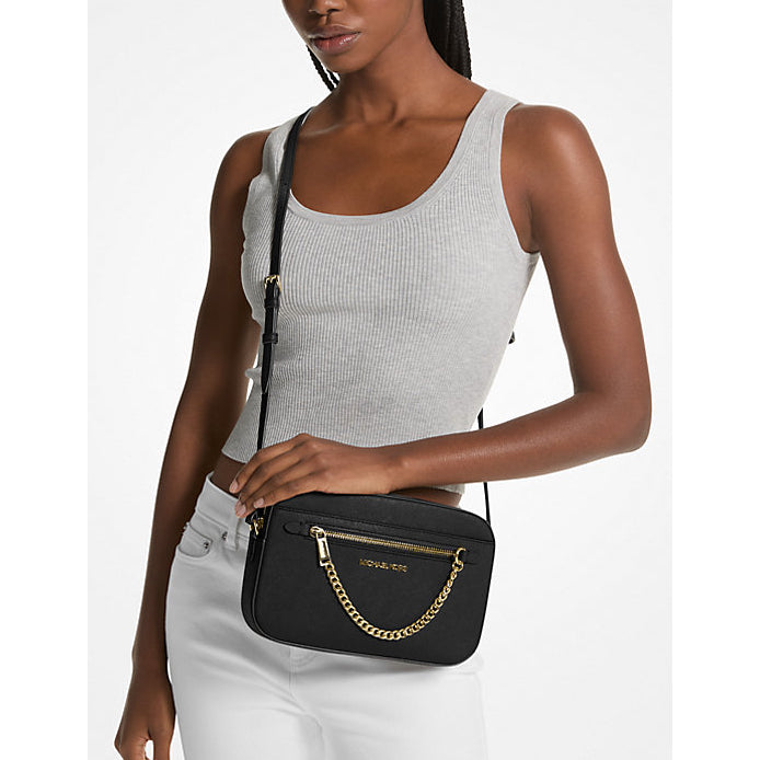 ORIG & IMPORTED MK JET SET LARGE LOGO CROSSBODY CHAIN BAG BROWN BLACK VANILLA