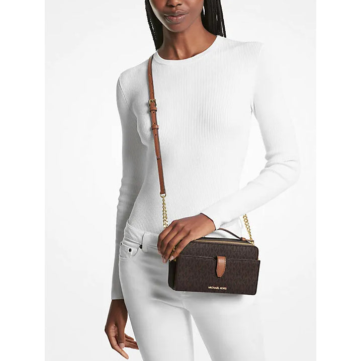 ORIG & IMPORTED MK Medium Logo Smartphone Crossbody Bag in BROWN