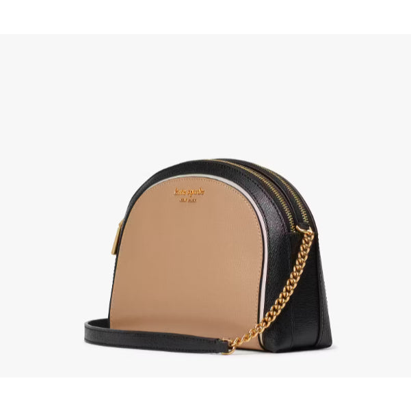 ORIG & IMPORTED KS Morgan Colorblocked Double-zip Dome Crossbody Bag Beige