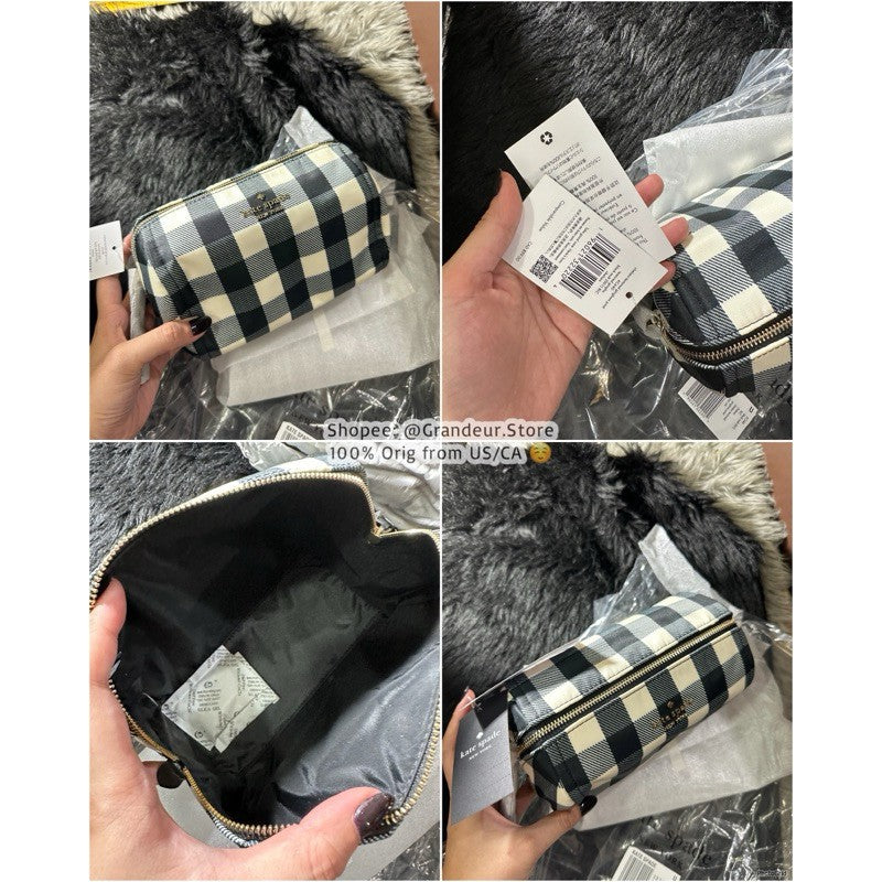 ORIG & IMPORTED KS Chelsea Medium Cosmetics Nylon Pouch in Black / Floral