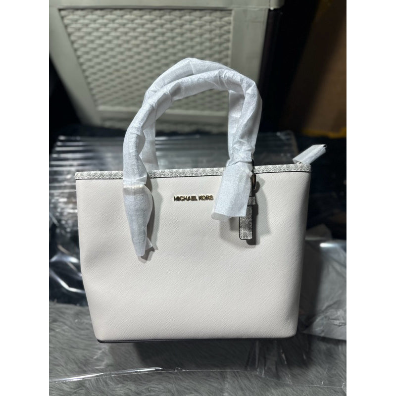 ORIG & IMPORTED MK Jet Set Travel Extra-Small Top-Zip Tote Bag White