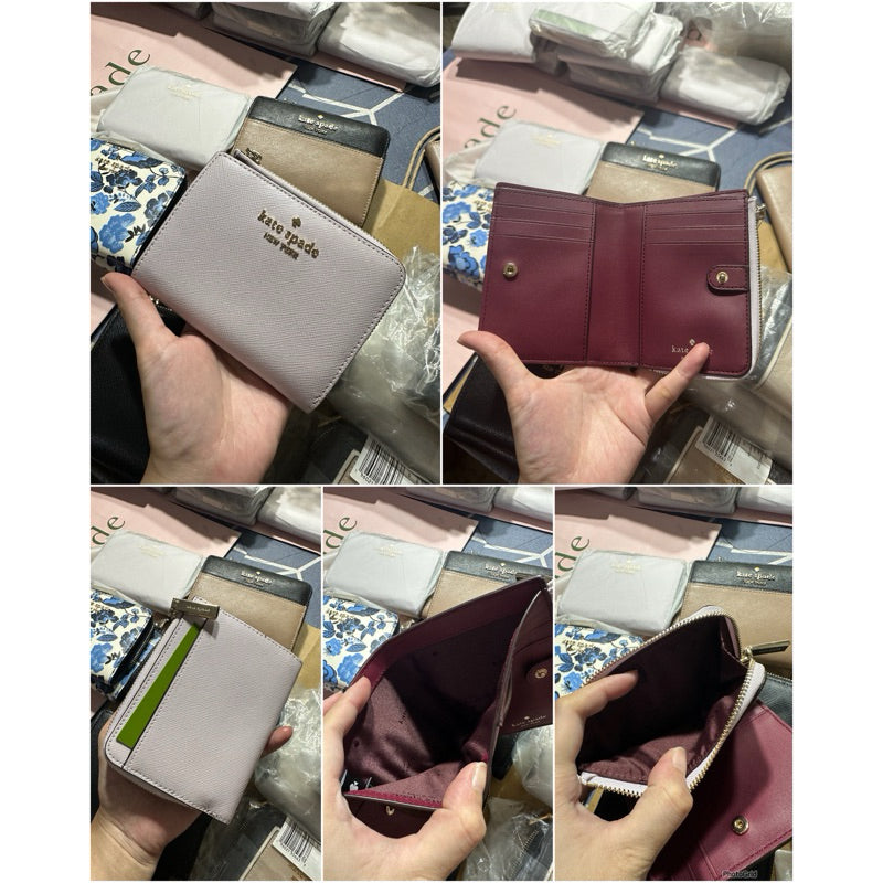 ORIG & IMPORTED KS Madison Small L Zip Bifold Slim Wallet Beige/Black/Maroon/Floral