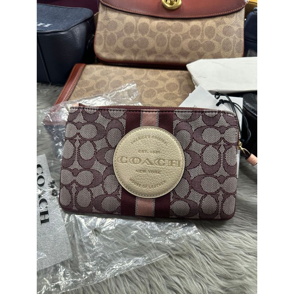 ORIG & IMPORTED CCH Dempsey Large Corner Zip Wristlet In Canvas Red/Wine