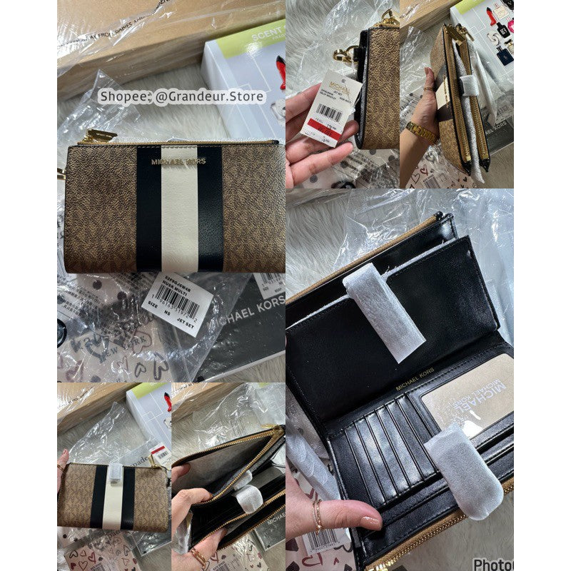 ORIG & IMPORTED MK Jet Set Travel Large Double Zip Wristlet Wallet