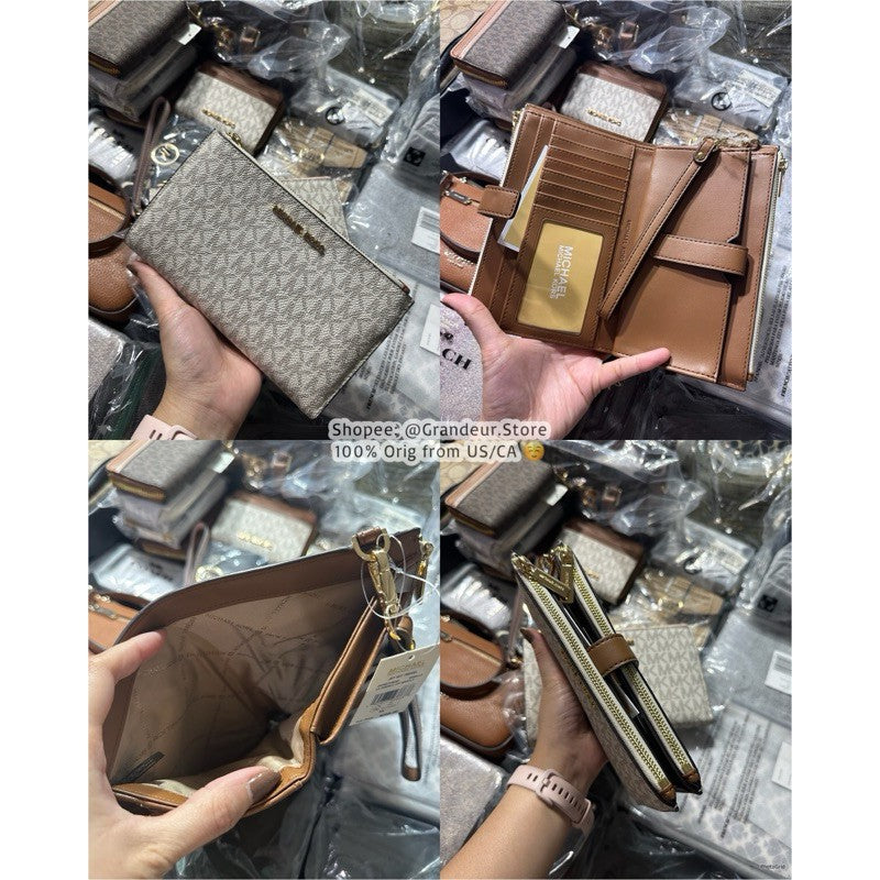 ORIG & IMPORTED MK Jet Set Travel Large Double Zip Wristlet Wallet