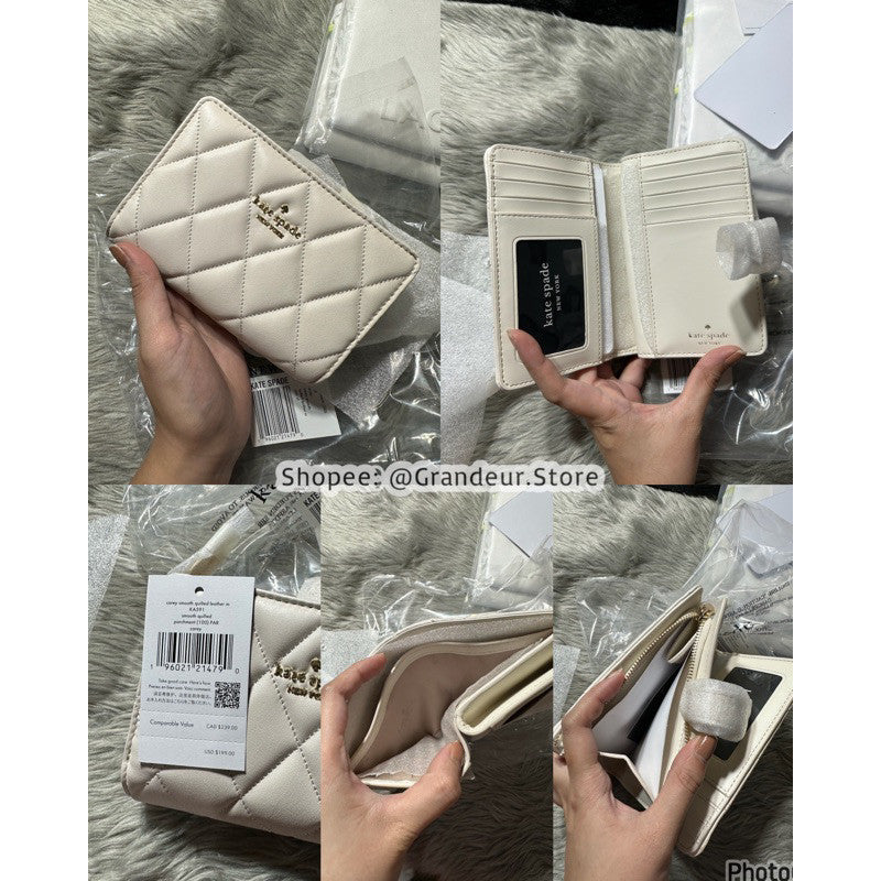 ORIG & IMPORTED KS Carey Quilted Medium Compartment Bifold Wallet Pink/White