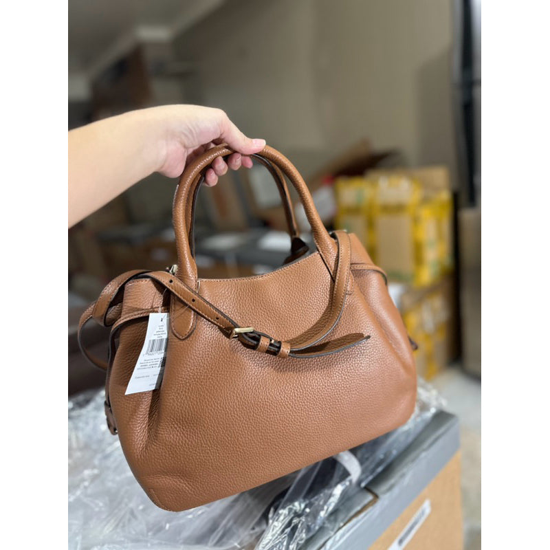 ORIG & IMPORTED KS Dumpling Large Satchel Bag in Brown Warm Gingerbread