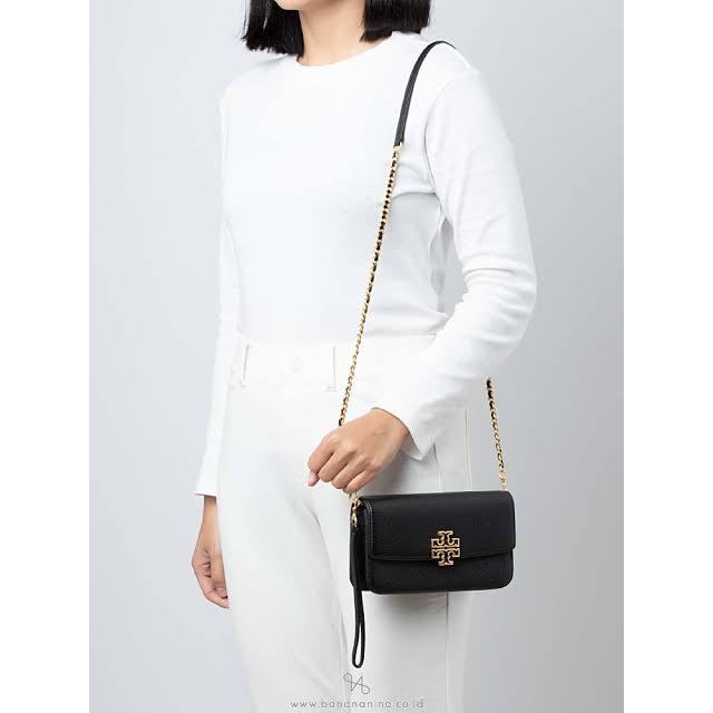 ORIG & IMPORTED TB Britten pebble chain crossbody small bag/purse/wristlet in black