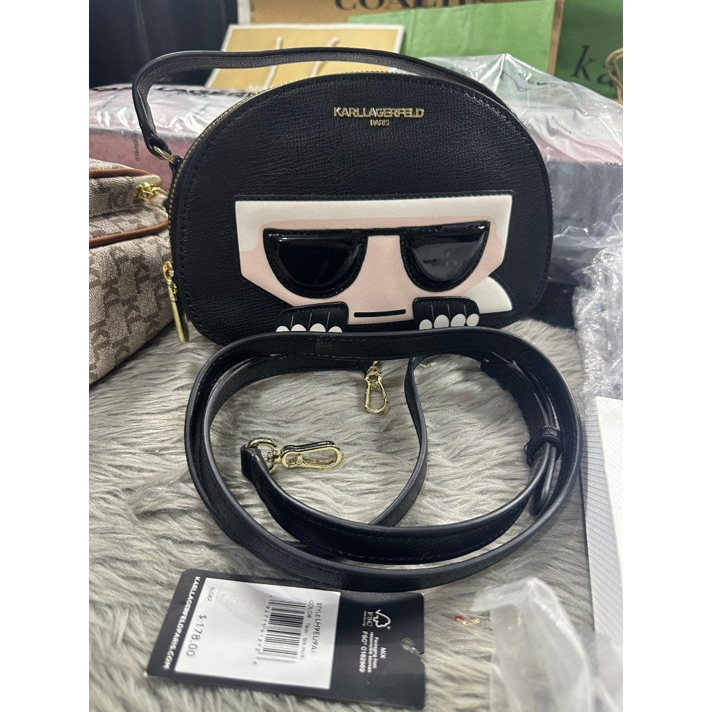 ORIG PRELOVED  KARL LAGERFELD PARIS Classic Black Maybelle Top Handle Crossbody Bag