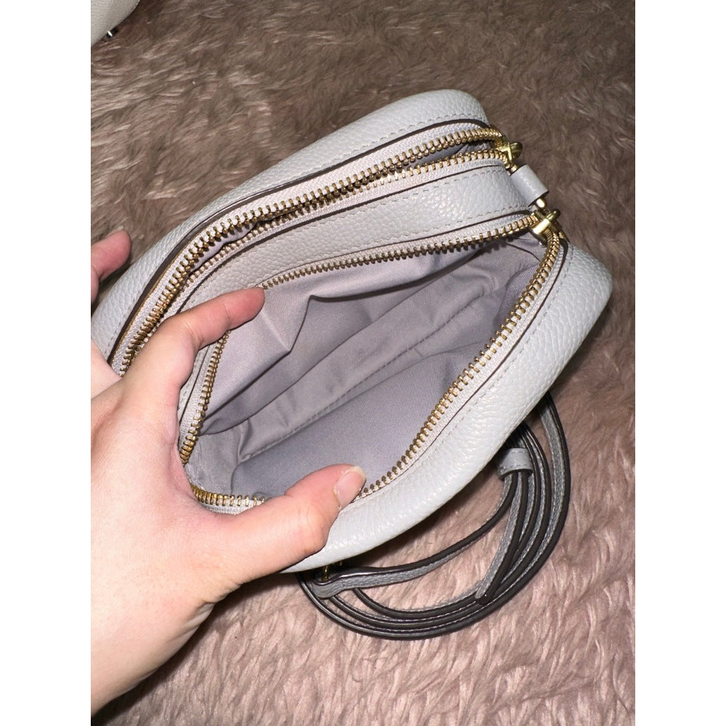 ORIG Preloved Tory Burch Perry Bombe Mini Bag Gray