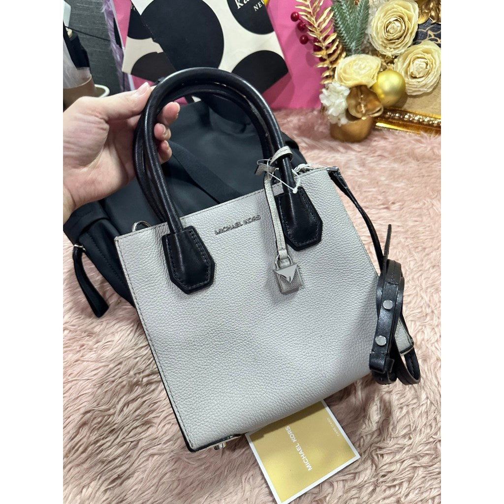 ORIG Preloved MK Mercer Medium ColorBlock Saffiano Leather Crossbody Bag Gray