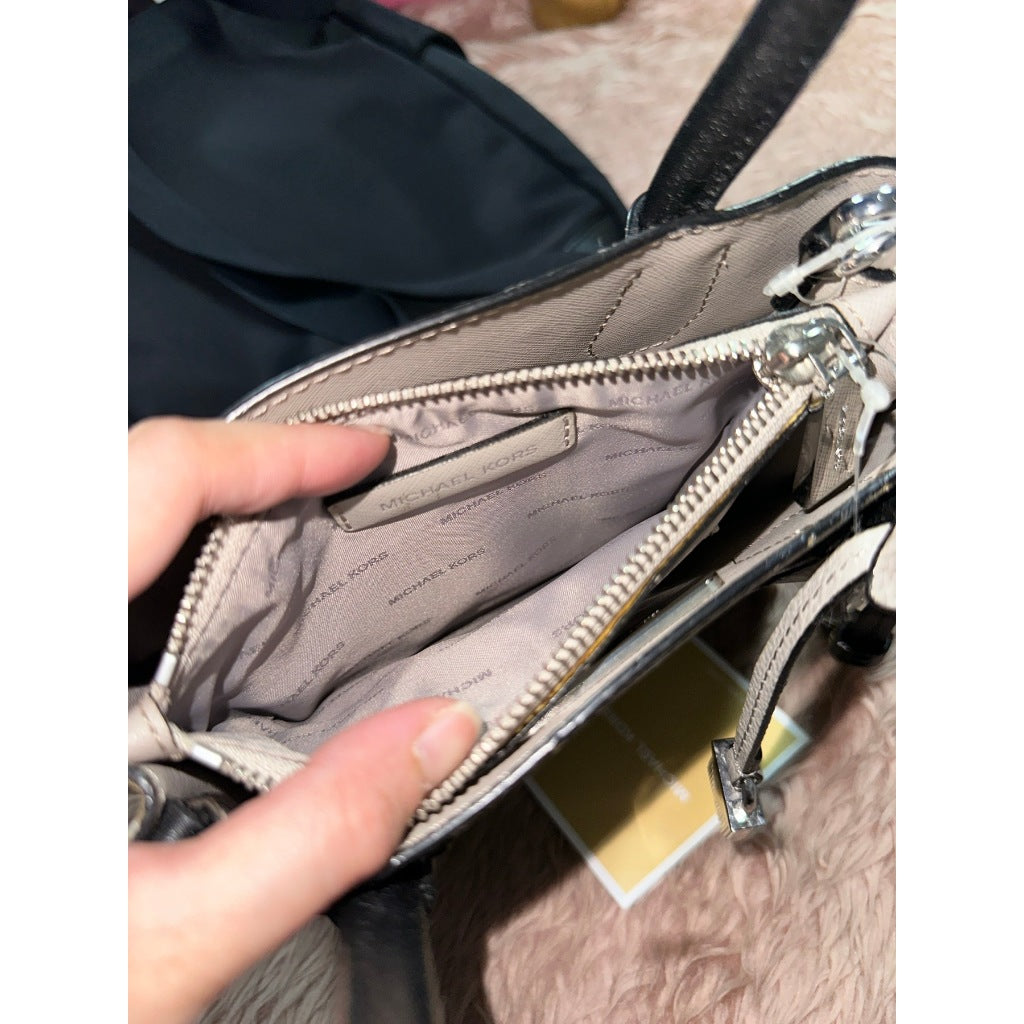 ORIG Preloved MK Mercer Medium ColorBlock Saffiano Leather Crossbody Bag Gray