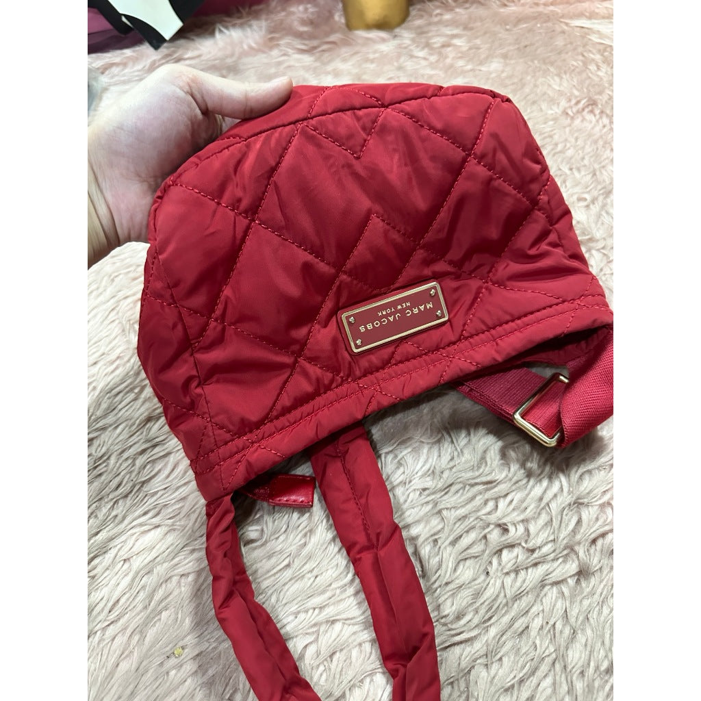 ORIG Preloved MJ Quilted Nylon Crossbody Small Bag in Cherry Red