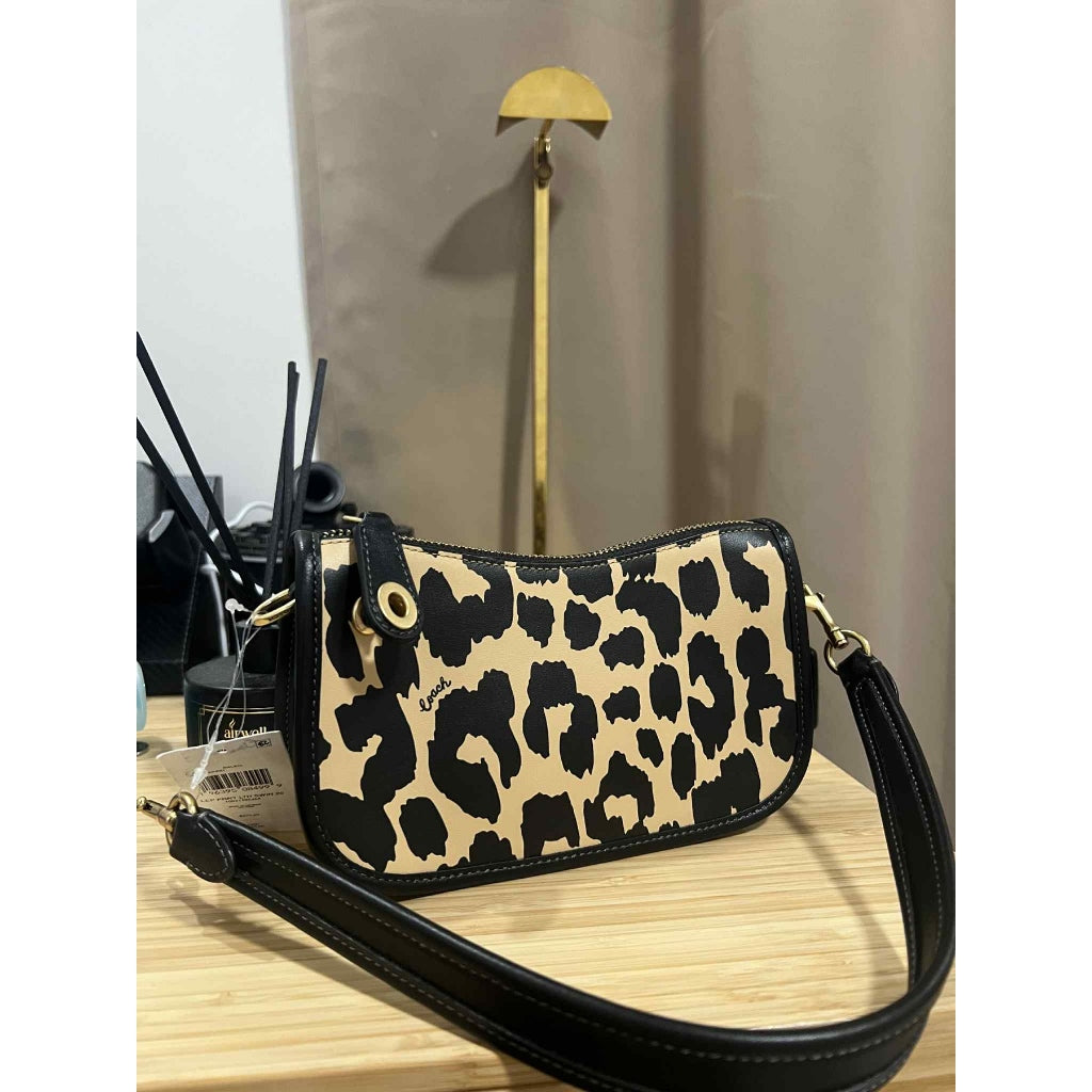 ORIG & IMPORTED CCH Retail Leopard Printed Mini Leather Bag Swinger 20 Black/Beige