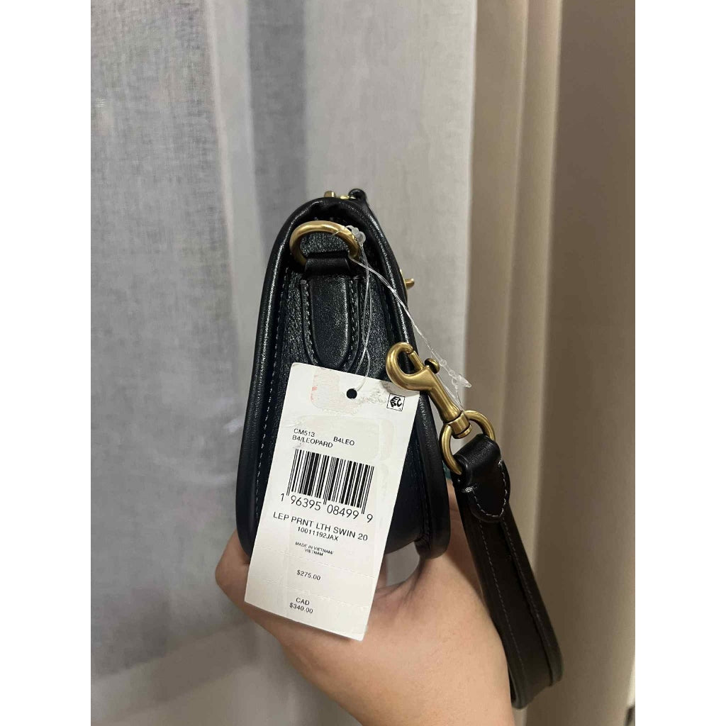 ORIG & IMPORTED CCH Retail Leopard Printed Mini Leather Bag Swinger 20 Black/Beige
