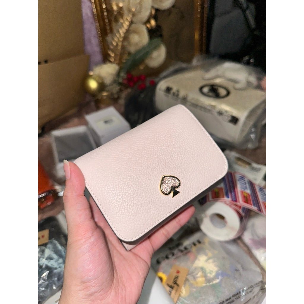 ORIG & IMPORTED KS Kayla Pebbled Leather Small L-Zip Wallet Brown White Black Pink