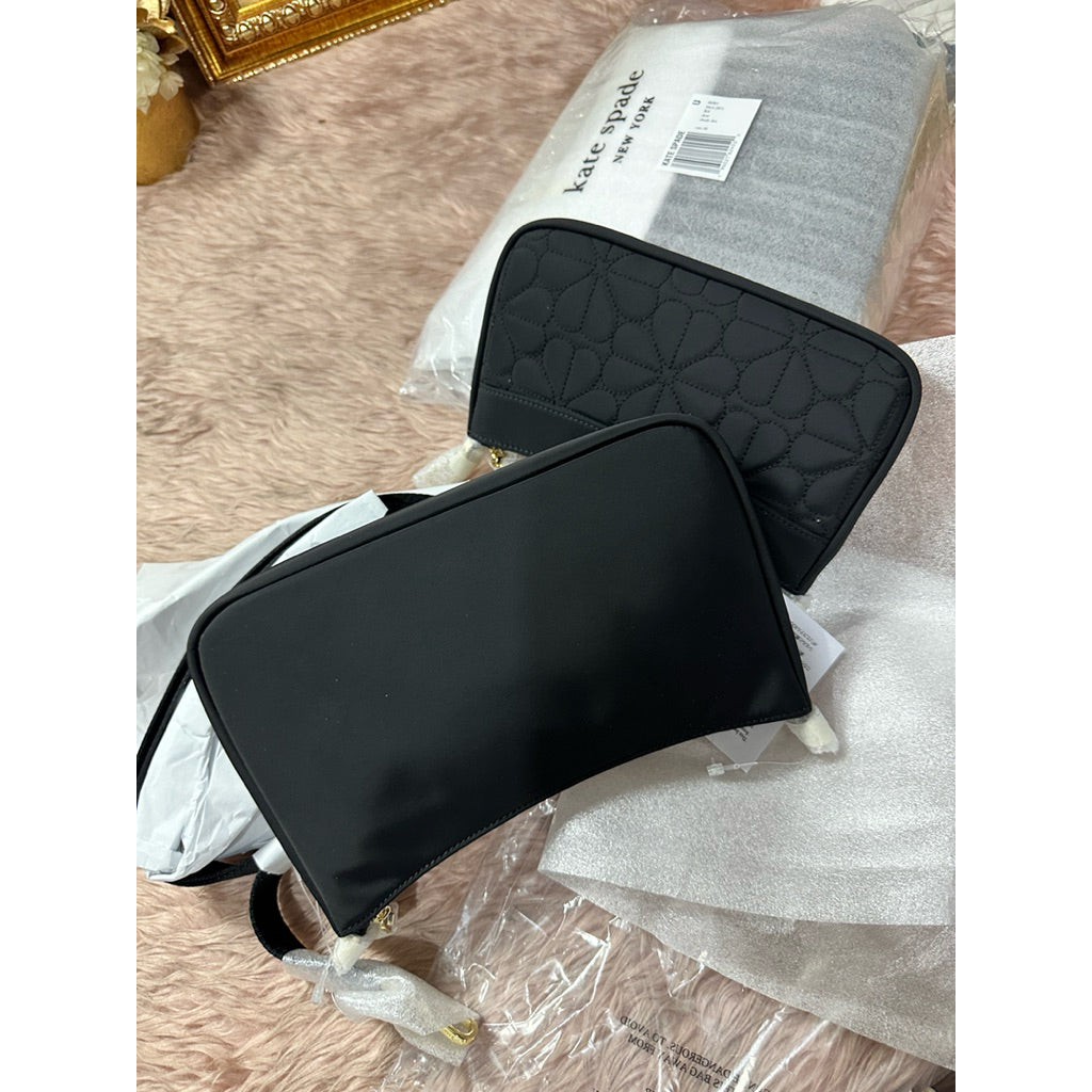 AUTHENTIC/ORIGINAL KS Duet Quilted Fabric Small Crossbody Black Bag