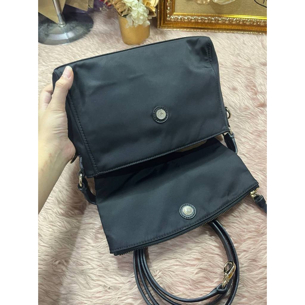 ORIG Preloved KS Blake Avenue Miri Nylon Flap Small Black Bag