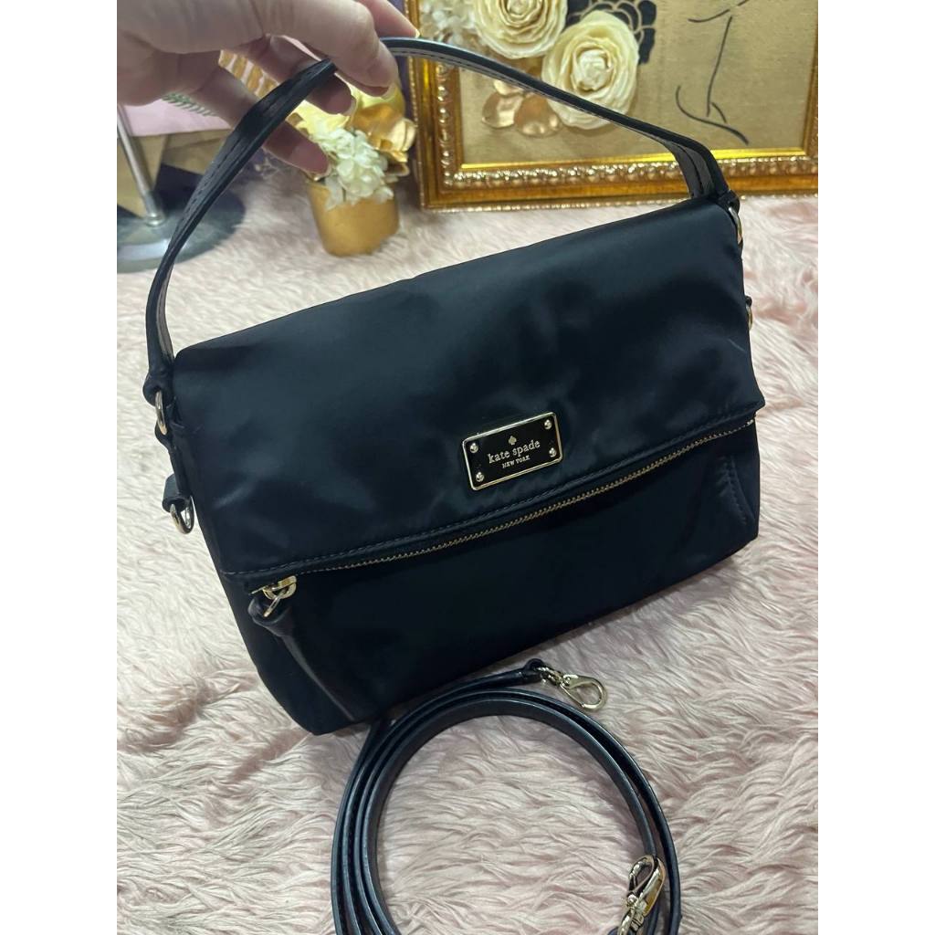 ORIG Preloved KS Blake Avenue Miri Nylon Flap Small Black Bag