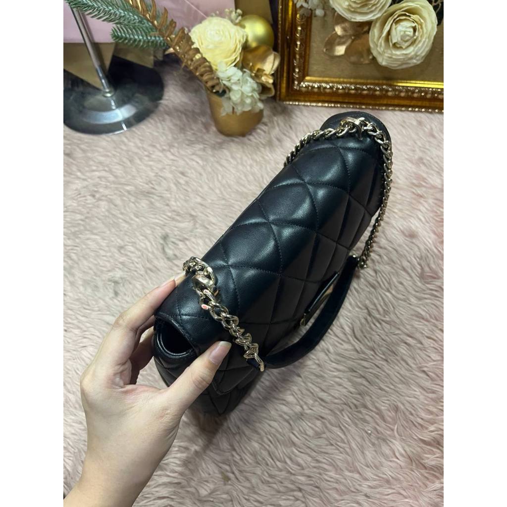 ORIG Preloved KS Carey Medium Flap Shoulder Quilted Black Bag