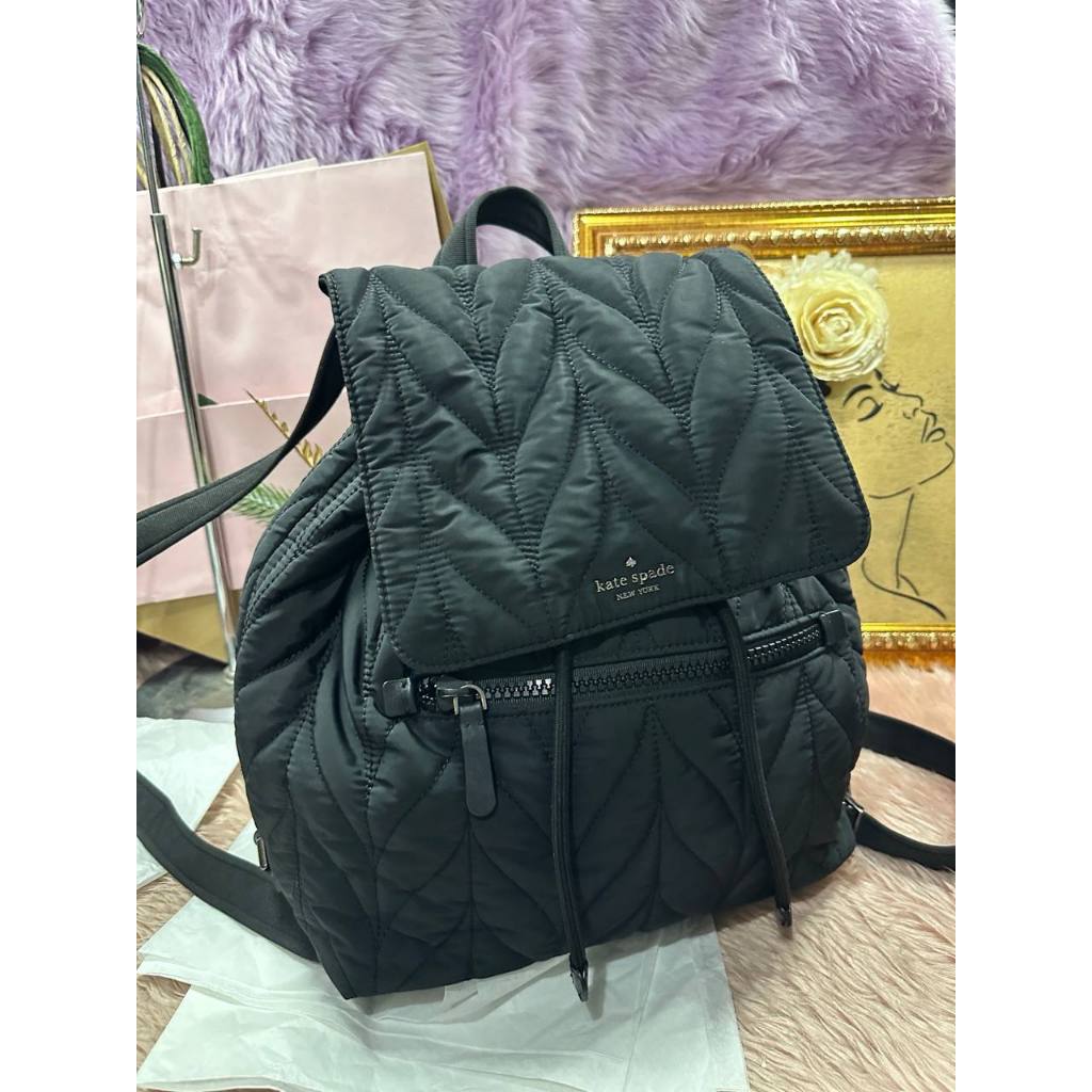 ORIG Preloved KS Ellie Large Flap Backpack Nylon Black Bag