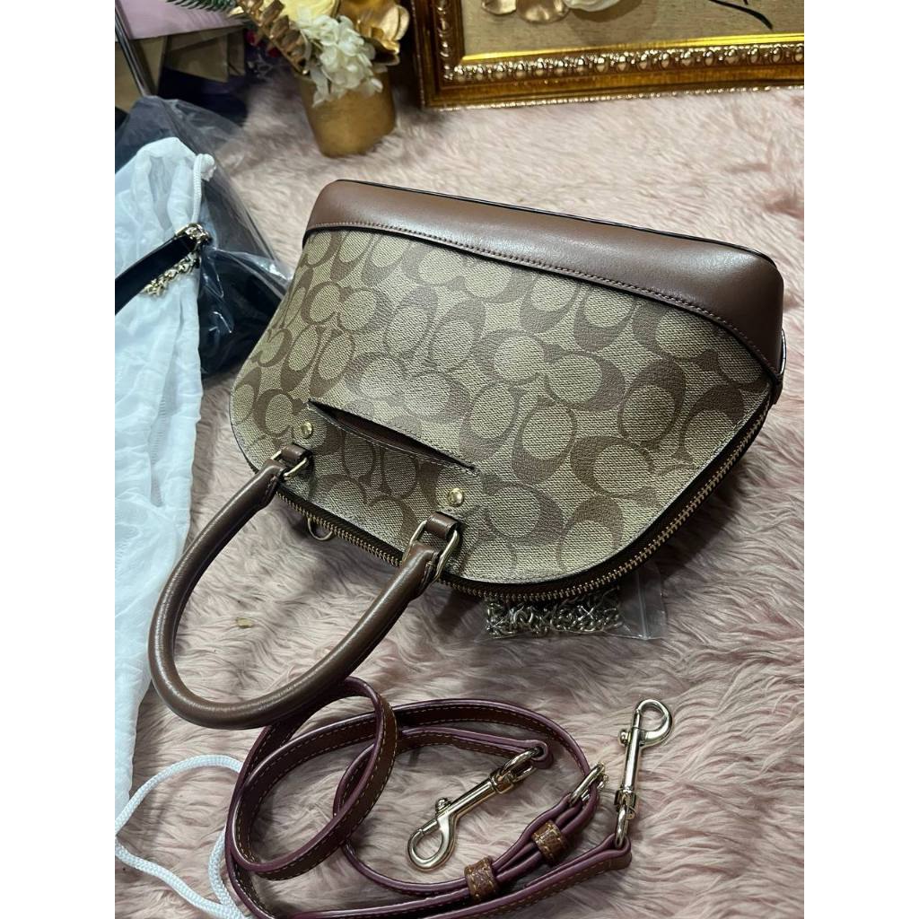 ORIG Preloved CCH Mini Sierra Satchel Signature Khaki Saddle Brown Bag