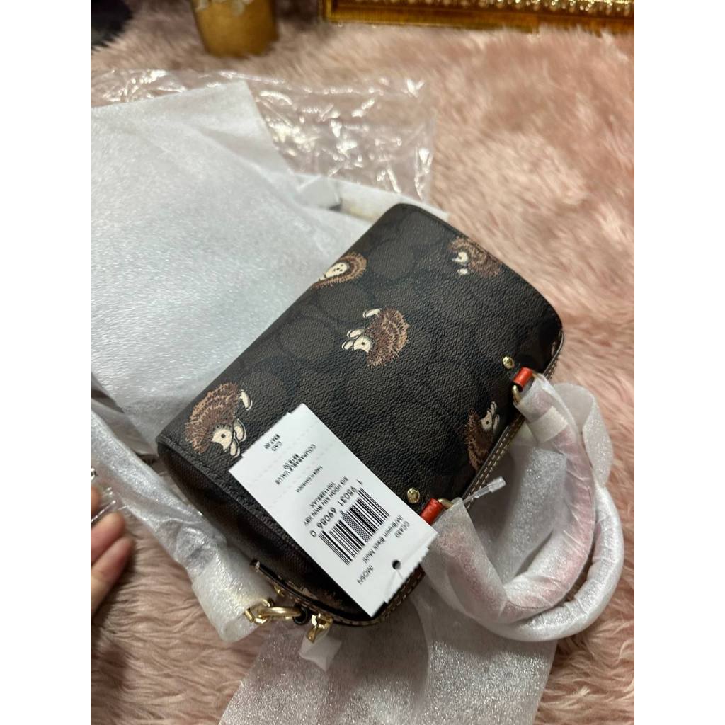ORIG & IMPORTED CCH Mini Rowan Crossbody With Hedgehog Print Small Brown Bag