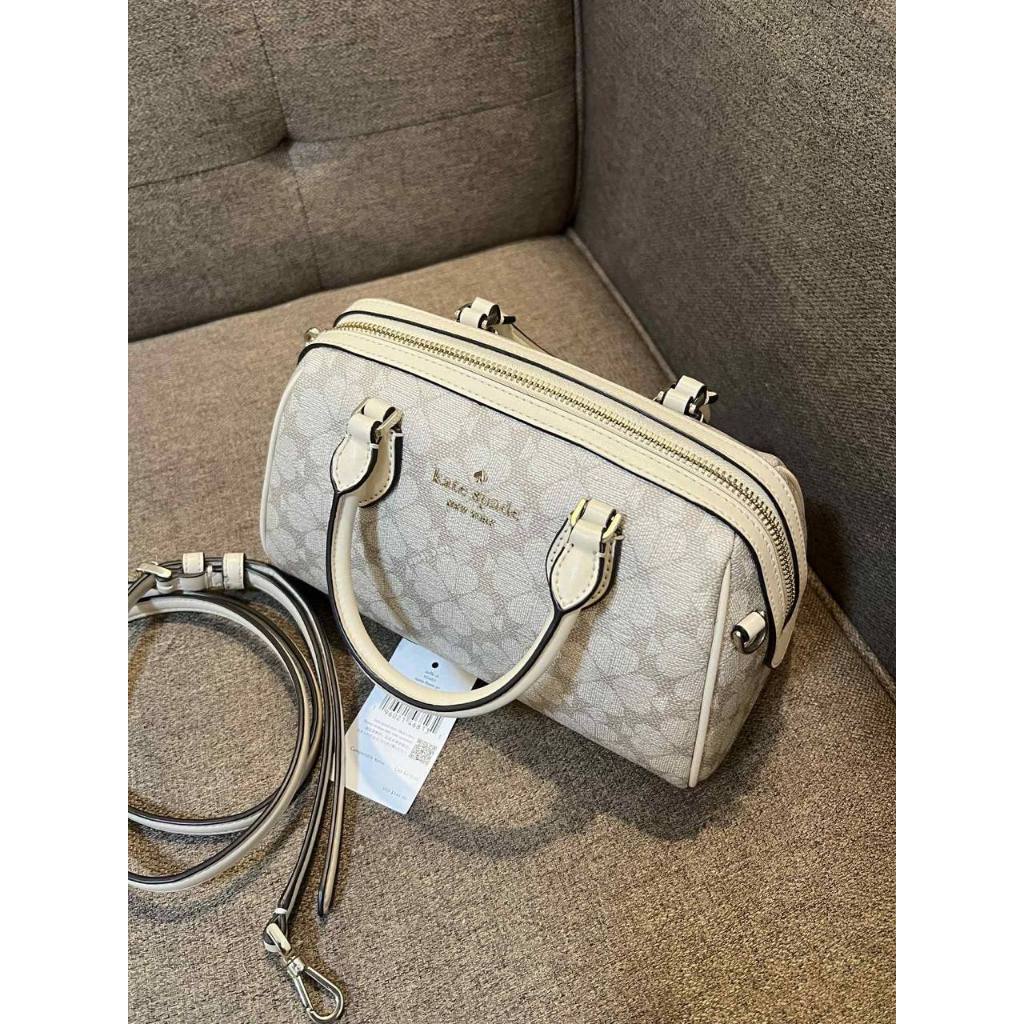 ORIG Preloved KS Flower Medium Dolly Duffle Crossbody Beige Bag