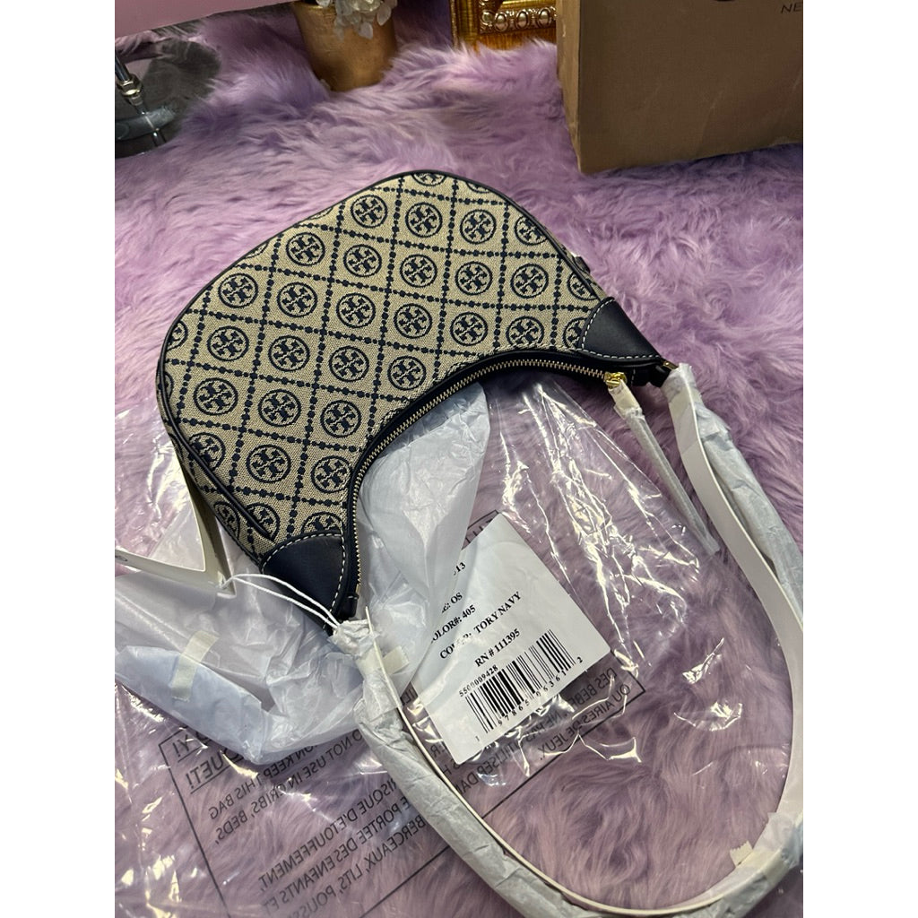 ORIG & IMPORTED TB T Monogram Crescent shoulder bag Blue