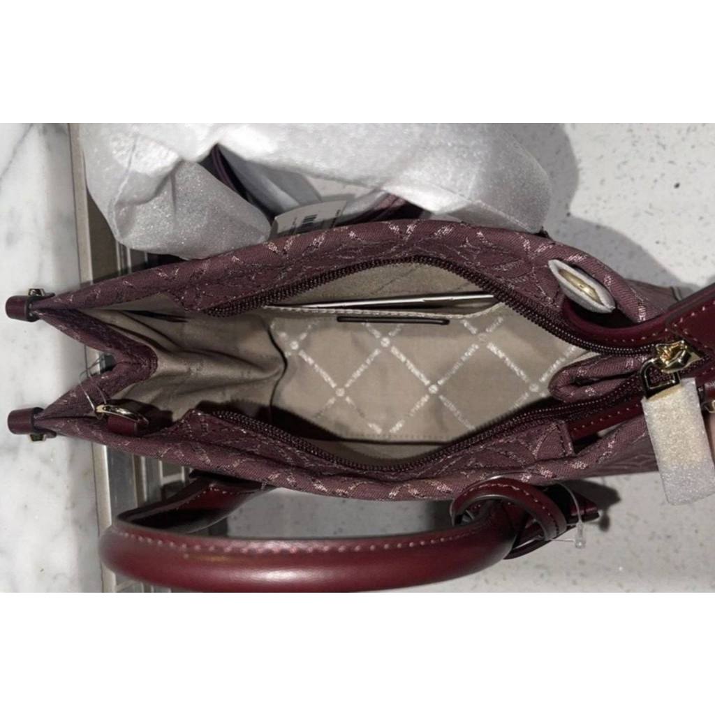 ORIG & IMPORTED MK Small Mirella Satchel Bag Graphic Logo Glitter Maroon Oxblood