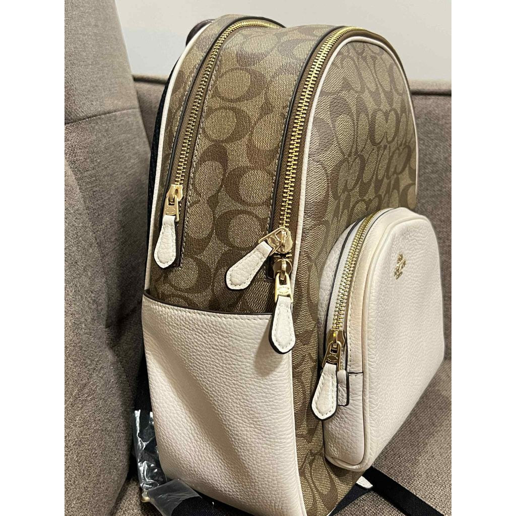 ORIG Preloved CCH Medium Court Backpack In Signature Canvas Khaki/White Bag