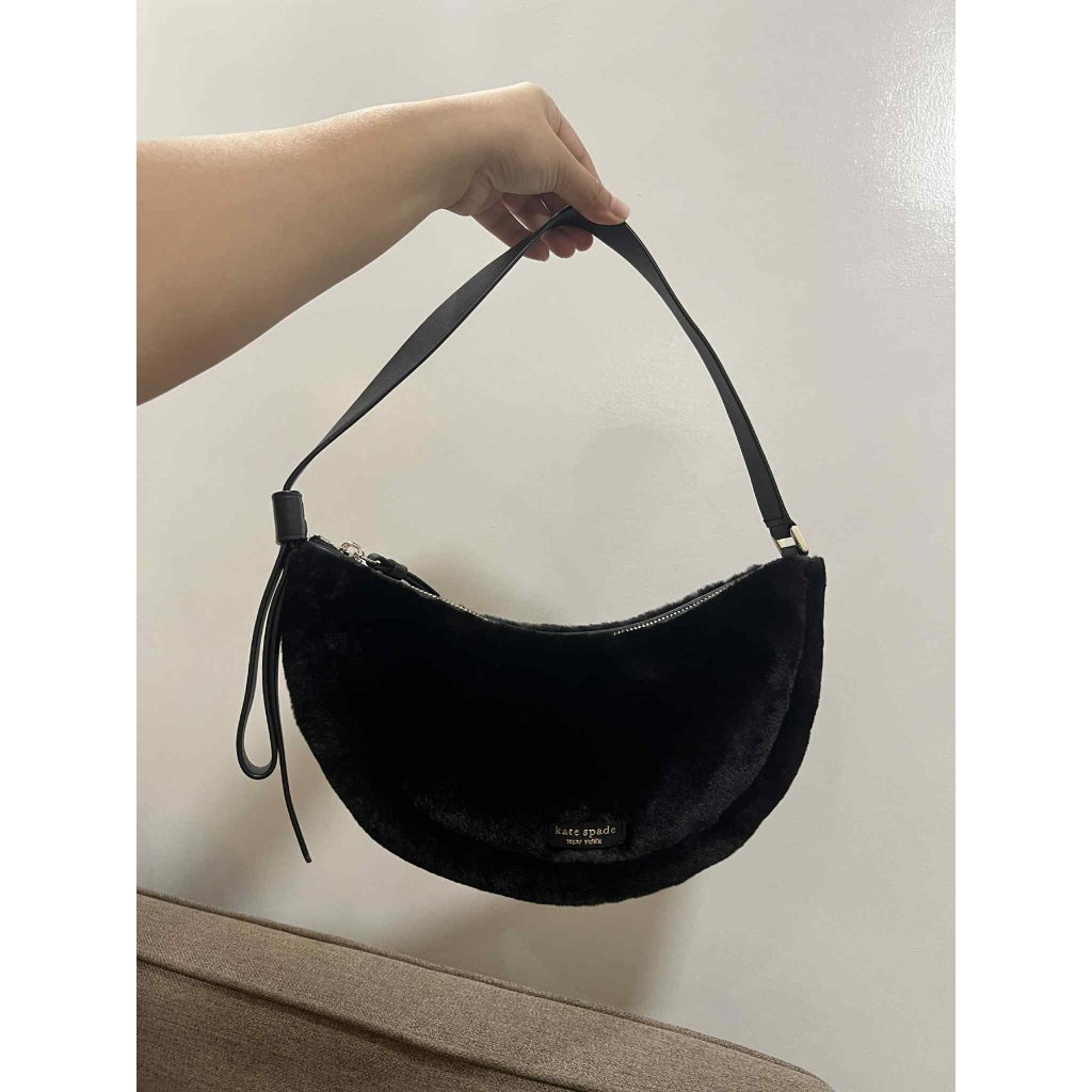 ORIG Preloved KS Smile Faux-fur Small Shoulder Bag Black