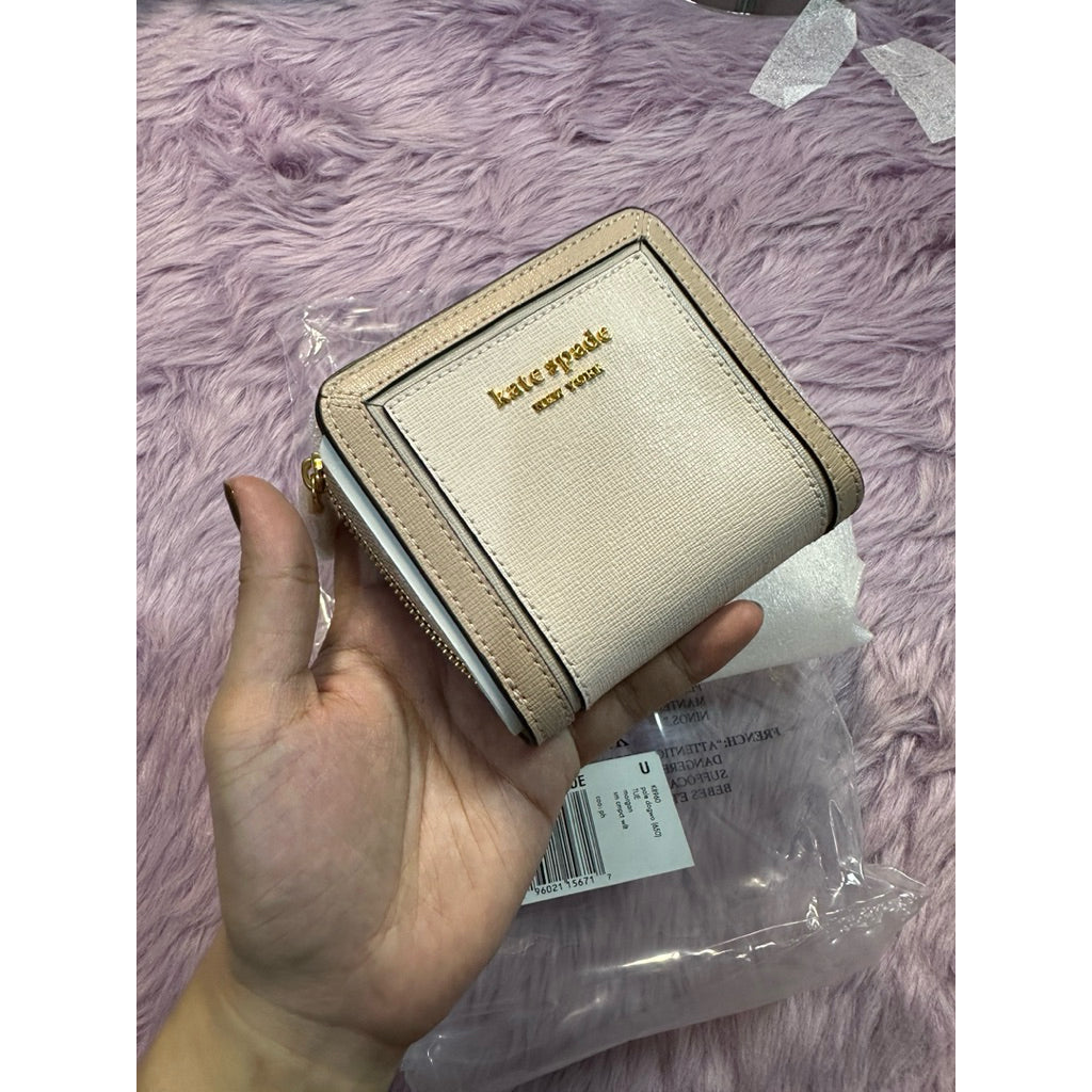 ORIG & IMPORTED KS Morgan Colorblocked Small Compact Wallet Beige