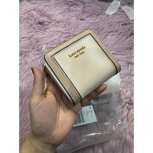 ORIG & IMPORTED KS Morgan Colorblocked Small Compact Wallet Beige