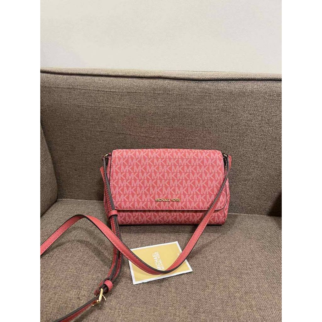 ORIG Preloved MK Medium Logo Convertible Crossbody Phone Pink Bag