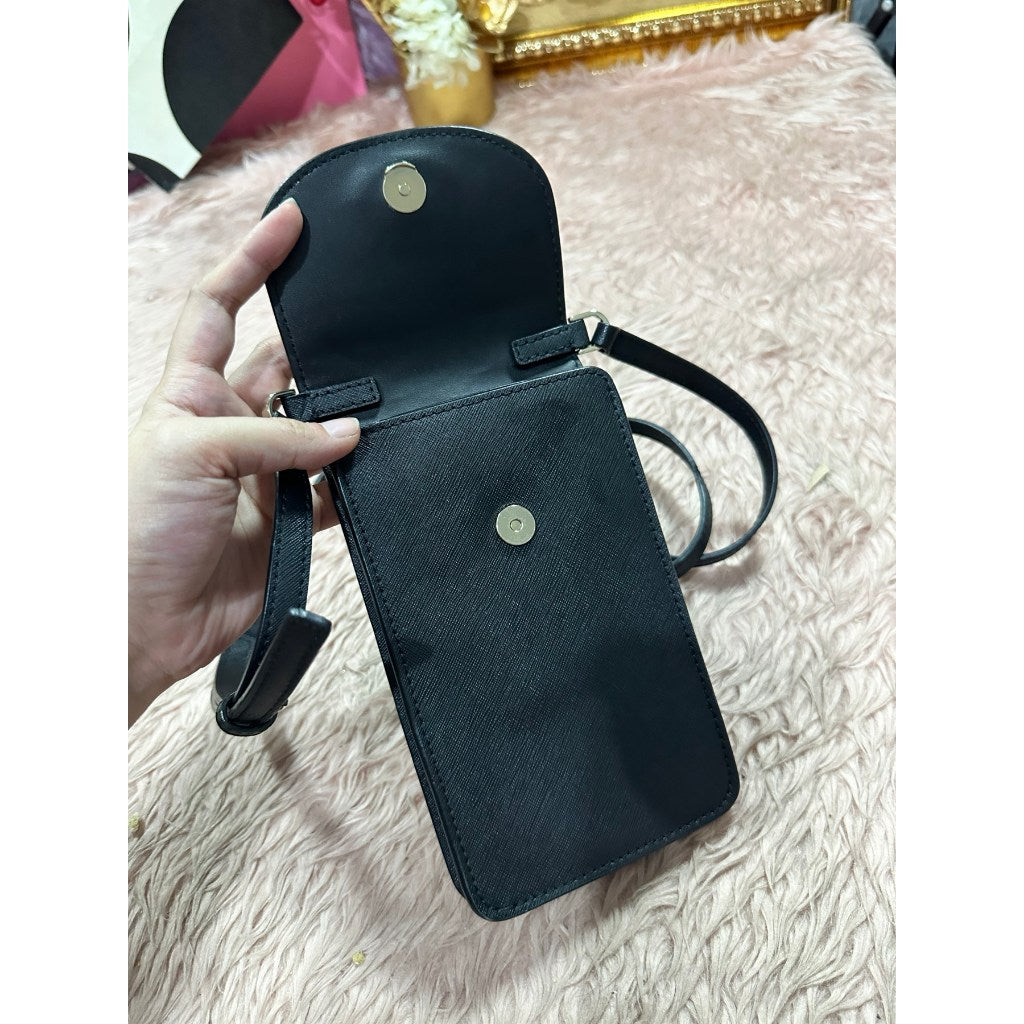 ORIG Preloved KS Cameron North South Flap Phone Crossbody Small Black Bag