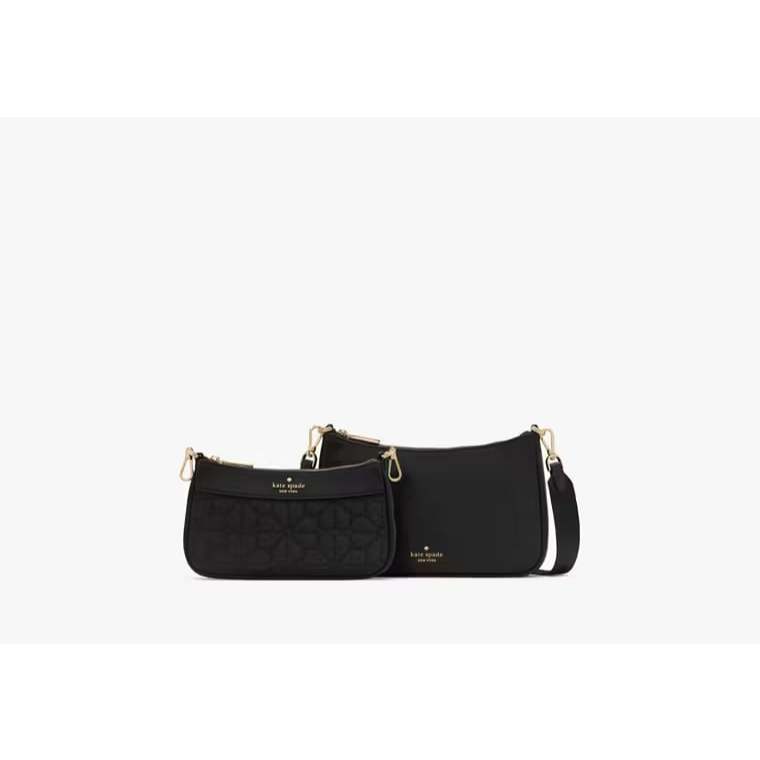 AUTHENTIC/ORIGINAL KS Duet Quilted Fabric Small Crossbody Black Bag