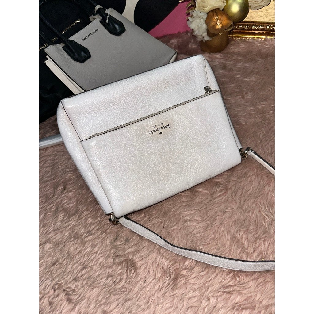 ORIG Preloved REPAIRED KS Leila Medium Flap Shoulder Bag White