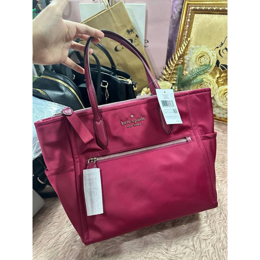 ORIG & IMPORTED KS Chelsea Medium Satchel Nylon Bag in Blackberry Maroon