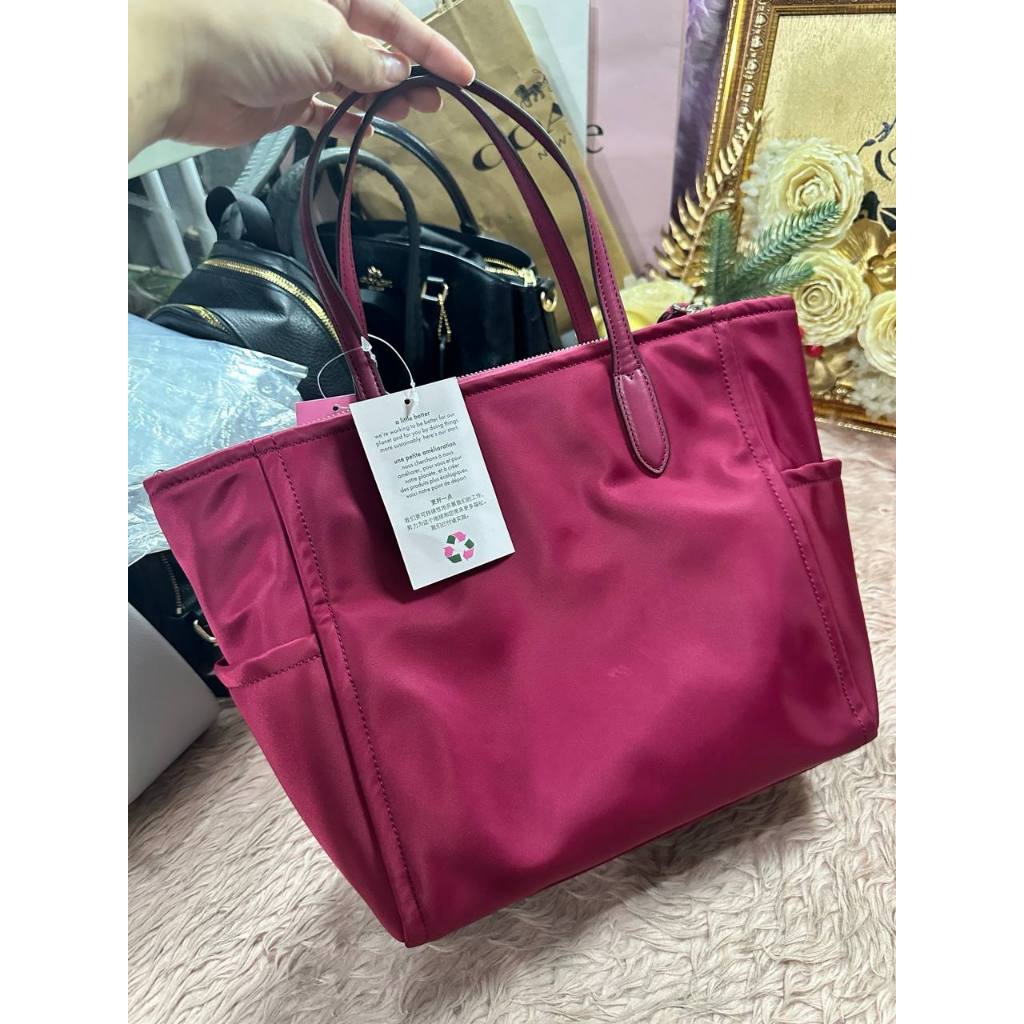 ORIG & IMPORTED KS Chelsea Medium Satchel Nylon Bag in Blackberry Maroon