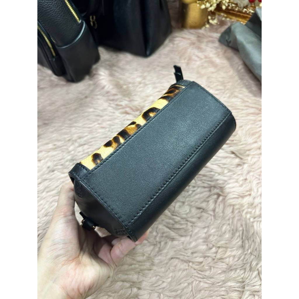 ORIG Preloved KS Mini Duffle Leopard Small Black Bag