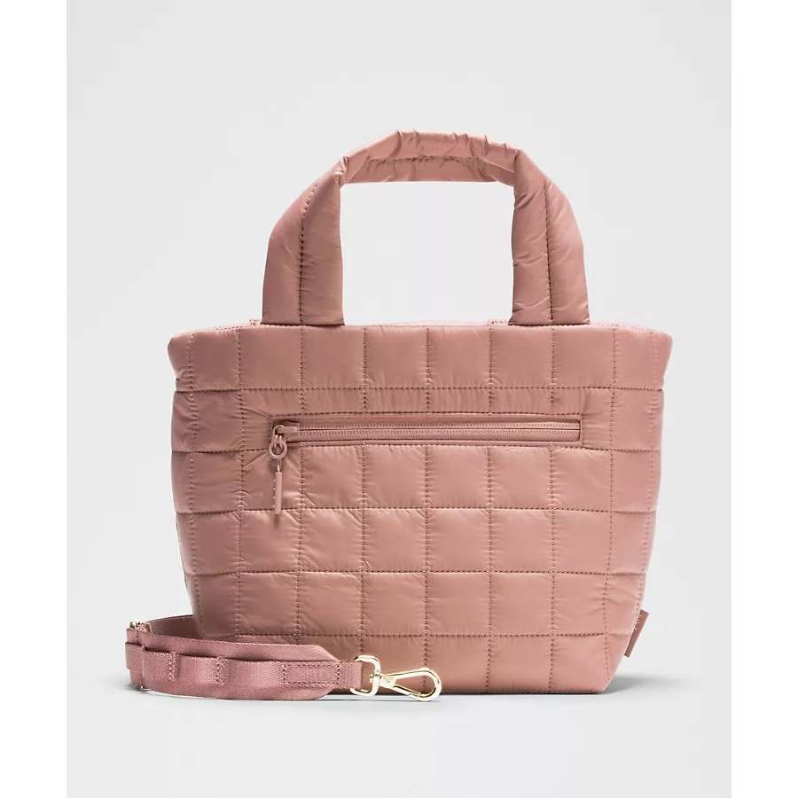AUTHENTIC/ORIGINAL Lululemon Quilted Grid Small Tote Bag 5L - Spiced Chai/Gold Pink