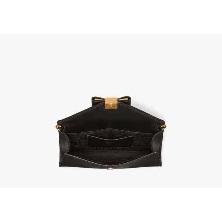 ORIG & IMPORTED KS Morgan Bow Embellished Envelope Flap Crossbody Small Black Bag