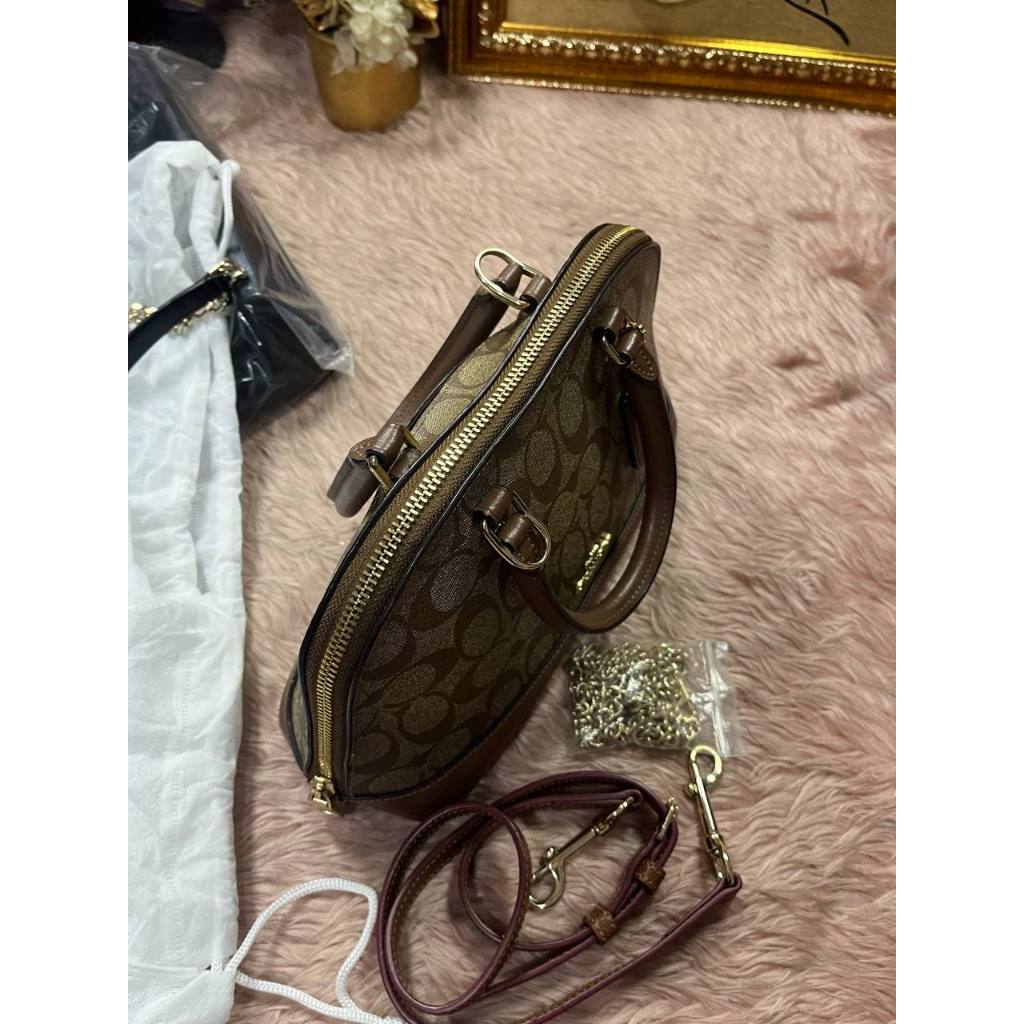 ORIG Preloved CCH Mini Sierra Satchel Signature Khaki Saddle Brown Bag