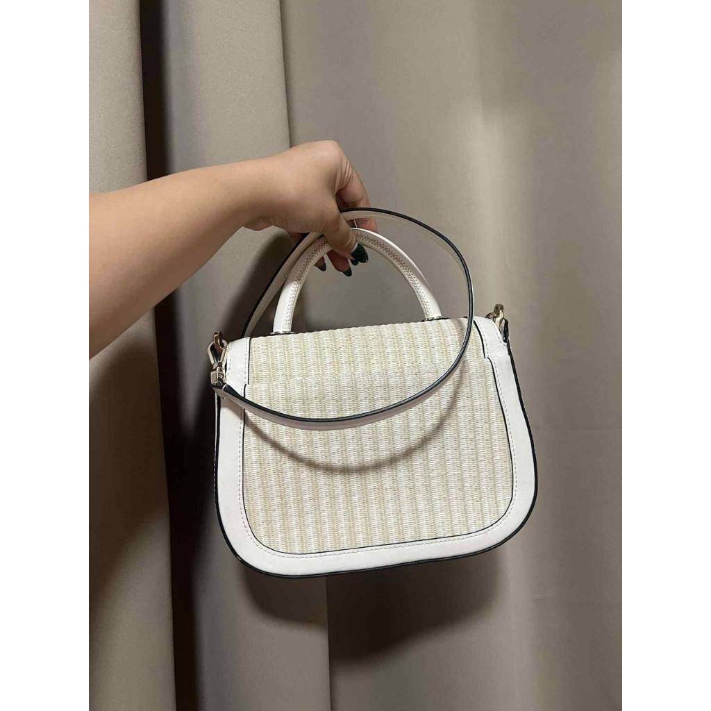 ORIG Preloved KS Puffy Top Handle Ladybug Crossbody White Bag