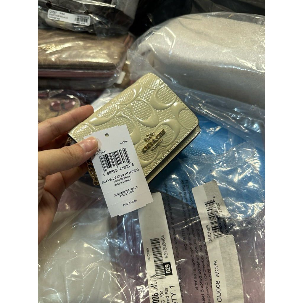 AUTHENTIC/ORIGINAL CCH Mini Wallet On A Chain In Signature Leather White Micro Bag