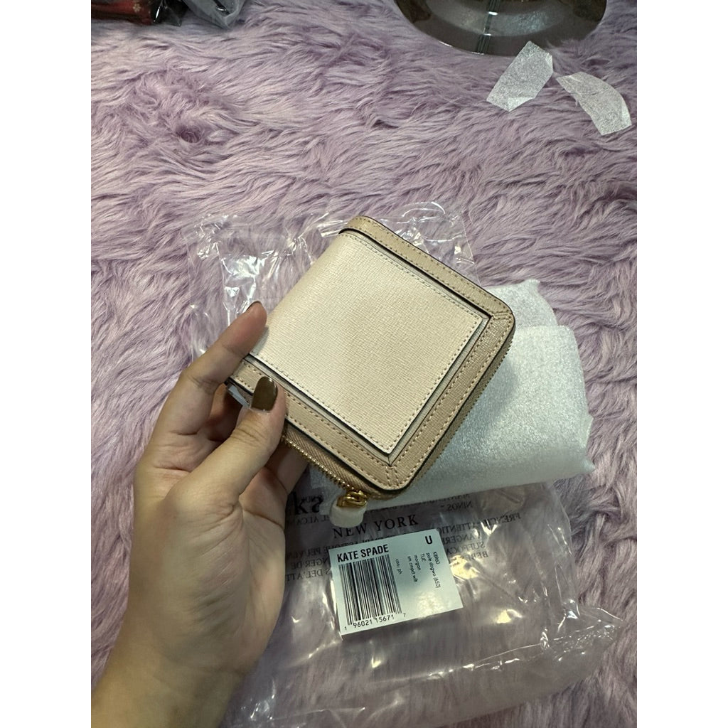ORIG & IMPORTED KS Morgan Colorblocked Small Compact Wallet Beige