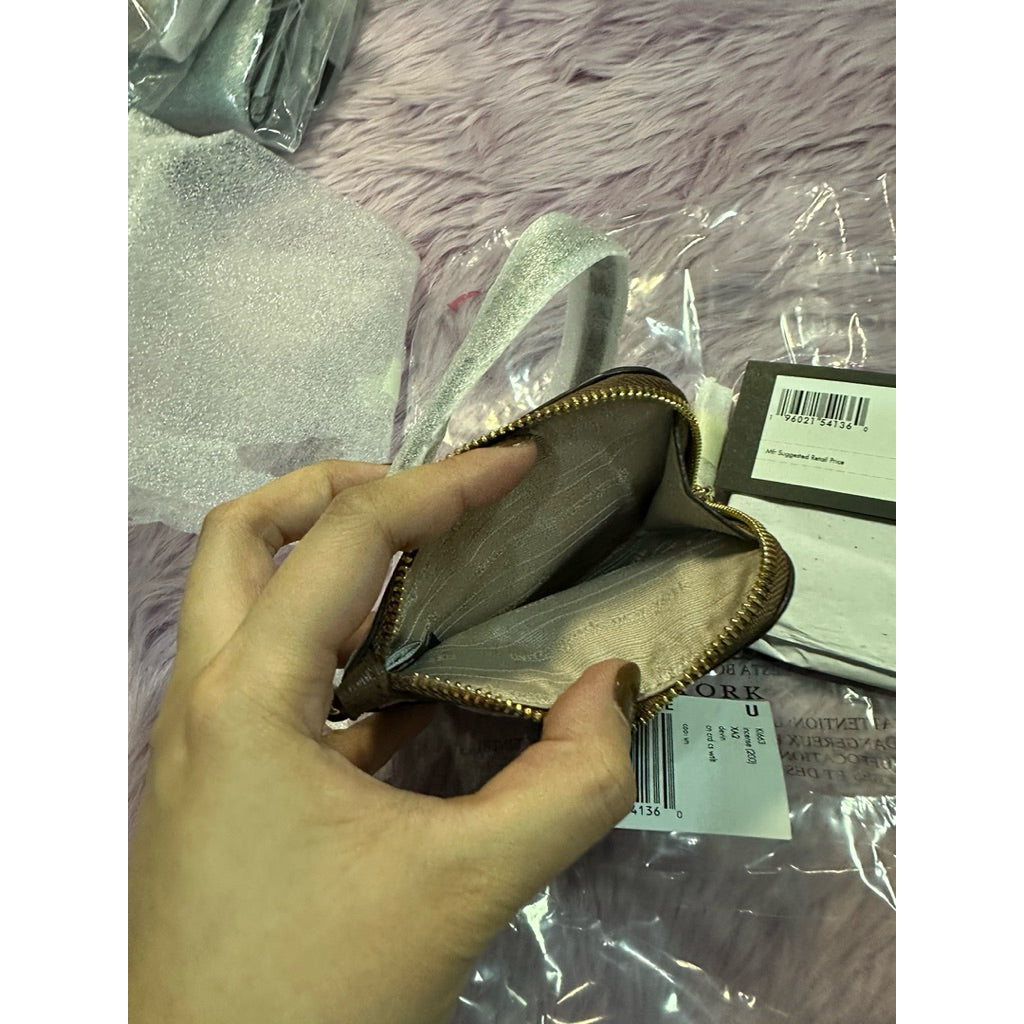 ORIG & IMPORTED KS Devin Coin Card Case Wristlet Small Wallet Brown Gray