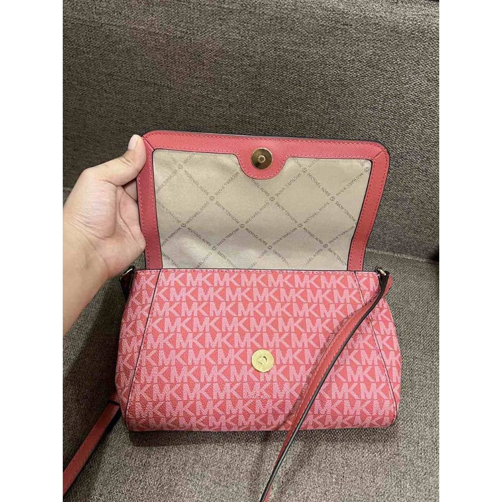 ORIG Preloved MK Medium Logo Convertible Crossbody Phone Pink Bag