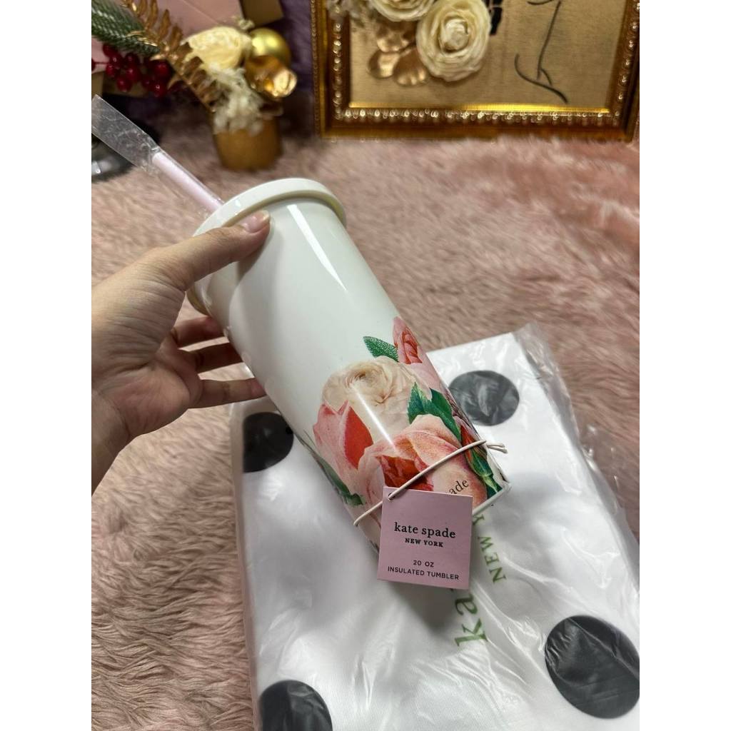 ORIG & IMPORTED KS Insulated Plastic Tumbler with Reusable Straw for Bridesmaids, 20 Ounces, Blushin